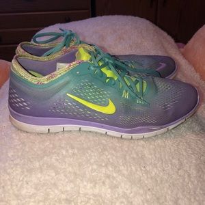 custom lime green and purple floral nike shoes!